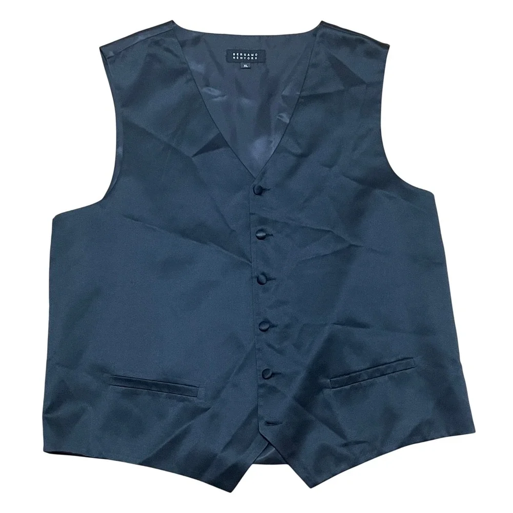 Bergamo New York Men's XL Vest Black Formal Dress Suit Waistcoat Lightweight